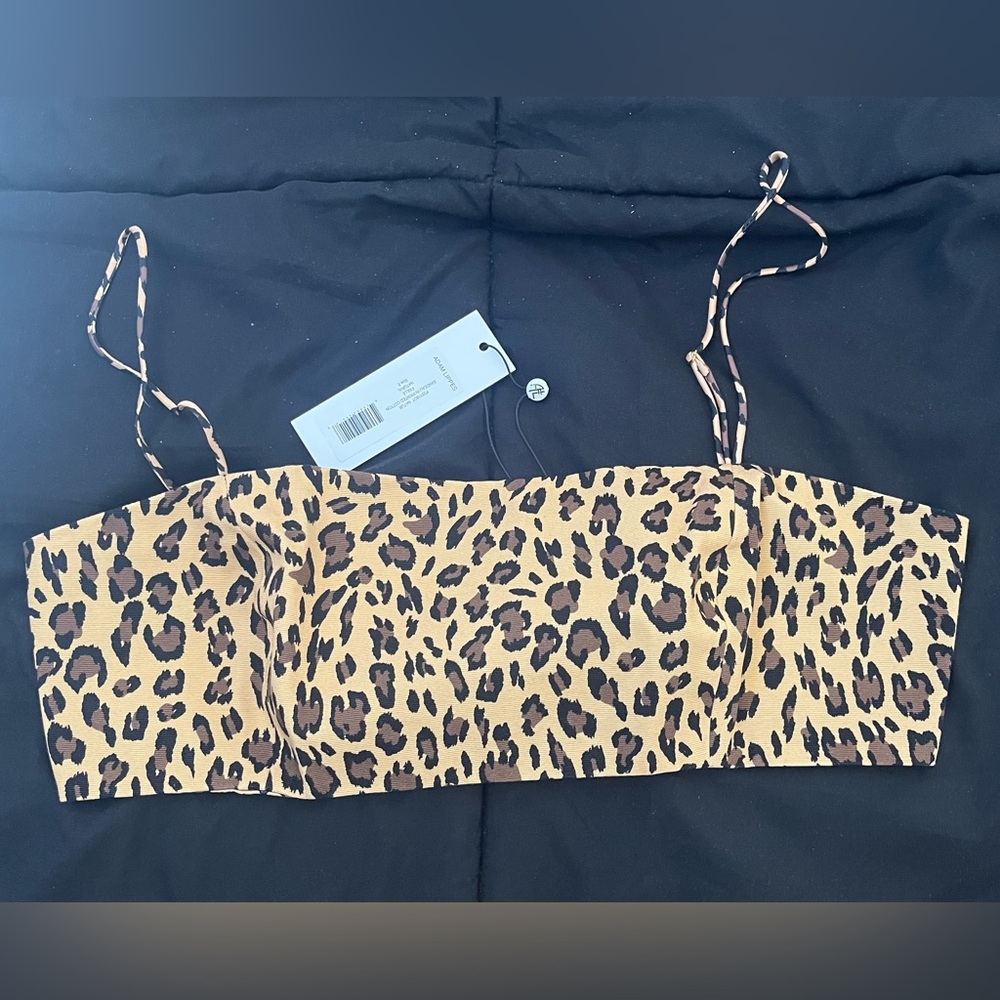 Adam Lippes NWT Leopard Print NATUR BANDEAU IN PRINTED COTTON Sz:8 Orig:$790